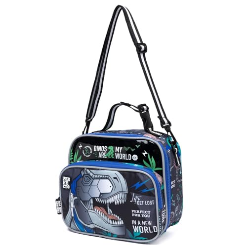 Kit Mochila De Rodinha Com Estojo E Lancheira Térmica Bolsa Infantil Escolar (Dinossauro)