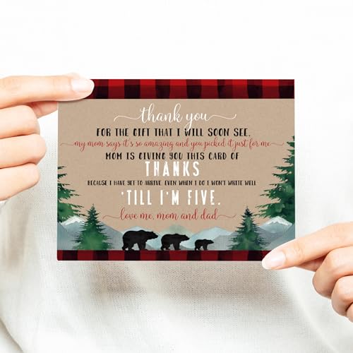 Paper Clever Party LUMBERTHANK Lumberjack Baby Thank You Cards, 15 Pack – Boys Baby Shower Notes With Envelopes thumb #4