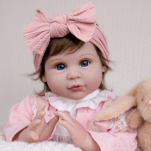 Image of Milidool Reborn Baby Doll 22 Inch Lifelike Realistic Girl Baby Doll with Teddy Bear Set for Girls Children