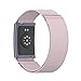 MAKCPOIMER Stretchy Nylon Sport Loop Compatible with Amazfit Helio Strap, Adjustable Elastic Fitness Tracker Wristband with Pre-Installed 22mm Pins (Pink)