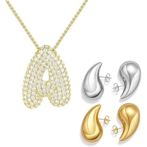 Bubble Letter Necklace with Bottega Drop Earrings Cover