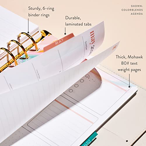 A5 Daily Lifeplanner Ring Agenda (July 2023 - June 2024) - Mid Century Circles Agenda, Inspire Interior Pages, Vegan Leather, Weekly & Monthly Agenda By Erin Condren #TOP6