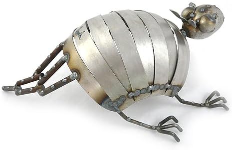 Reclaimed Metal Armadillo Garden Sculpture, American Handmade