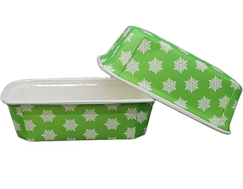 Image of Loaf Pans, Plumpy Disposable Loaf Bread Pan, Bread Pans for Baking Molds with Festive Snowflake and Christmas Designs, for Cakes and Treats (Green, Pack of 10)