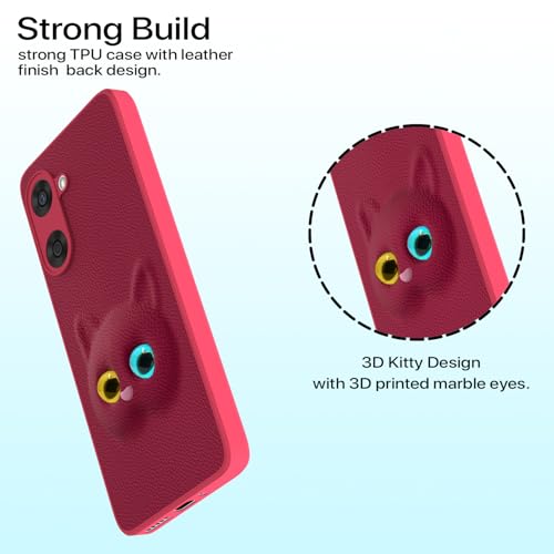 Image of Pikkme Back Cover for Oneplus Nord Ce 5 5G | Cute Cat Leather Finish for Girls | Soft TPU | Bumper Case (Pink)