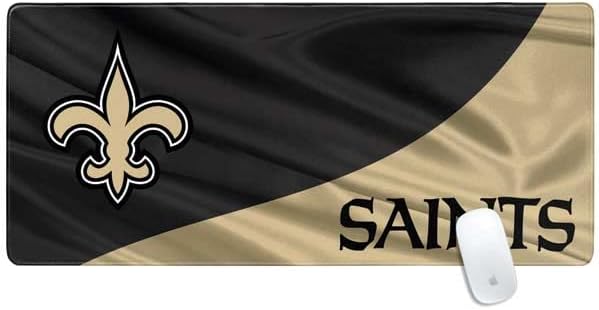 Skinit Extra Large Gaming Mouse Pad - Officially Licensed New Orleans Saints Design with Stitched Edges, Waterproof, Non-Slip Rubber Base, Desk Mat for Keyboard & Mouse, 35.75" x 15.4" inches