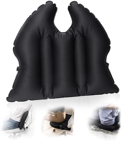 DAWNTREES Inflatable Seat Cushion, Lightweight, Waterproof, Suitable for Office/Home Chair Pad Support and Convenient Seat Cushion for Travel,Car,Outdoor Stadium and Camping,Black