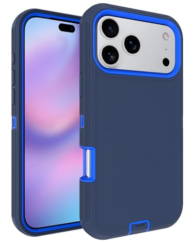 Image of for iPhone 17 Pro Max Case with Port Cover, Rubber Matte, Blue | 3-Layer Heavy Duty Armor, 16ft Drop Protection, Non-Slip Shockproof & Anti-Fingerprint