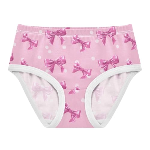 Wusikd Pink Polka Dots Pink Bows Girls' Underwear Cotton Girls Briefs Soft Toddler Underwear 2T