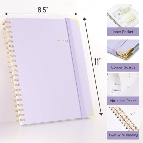 2026 Planner, Forvencer Calendar Planner Weekly and Monthly, January 2026-December 2026, 8.5" X 11", Hardcover Agenda Book with Tabs, Cute Daily Journal Planning with Inner Pocket, Home College Organizer Notebook for Office School Supplies, A4, Purple - Image 6