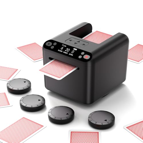 Image of Automatic Card Dealer Machine for 1-3 Decks, Random Dealing Built-in(No Shuffle Needed), Rechargeable, Remote Card Calling, Supports Up to 12 Players, Preset Games for Poker, UNO, Blackjack & More