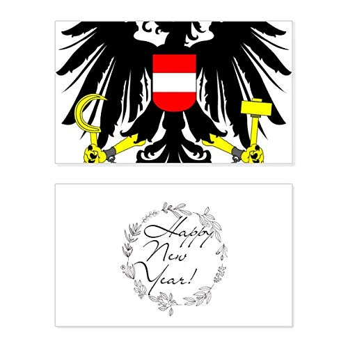 Tarjeta de Año Nuevo con el Emblema de Austria y un emotivo mensaje de bendición navideña