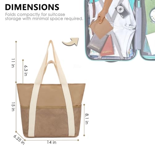 Image of Fammart Mesh Beach Bag for Women, Large Beach Toy Pool Bag with Zipper Pocket, SandProof Cruise Essentials 2026 Family Travel