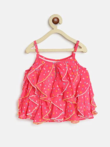 Image of Nautinati Baby Girls Printed Strappy Tiered Top with Shorts Clothing Set | Age 0-3 Years