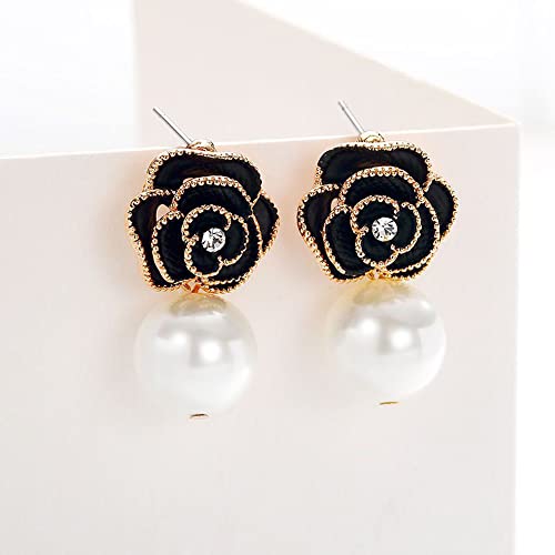 Fashion Design Faux Pearl Charm Flower Dangle Drop Earrings Studs For Women3