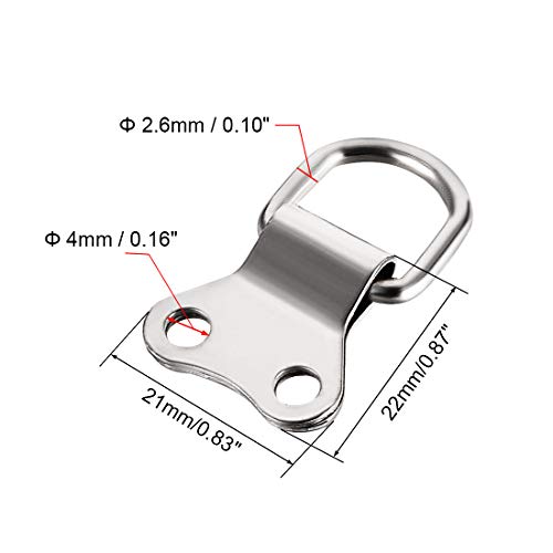 Image of uxcell D Ring Picture Hangers, 36mm x 22mm Silver Tone Assortment Kit for Photo Hanging Solutions, 20 Pcs