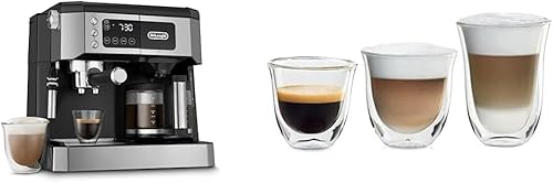De'Longhi Cafetera combinada todo en uno y máquina de café expreso + espumador de leche ajustable avanzado, black & Fancy Collection Thermo Espresso
