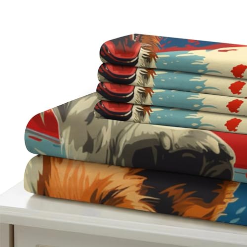 Housse de couette chiots 3D parure lit single 135x200 - 6