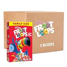 Kelloggs Froot Loops Breakfast Cereal, Kids Cereal, Family Breakfast, Family Size, Original 3 Boxes
