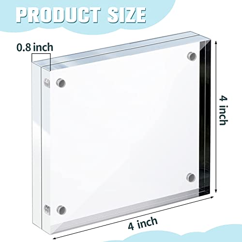 5 Pack Acrylic Picture Frame Desktop Frameless Photo Frame Double Sided Transparent Acrylic Frame Clear Picture Frame Horizontal Magnetic Frame For Desk Desktop Display Pictures Holder (4 X 4 Inches) #TOP1