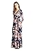 On Trend Women's Paris Bohemian 3/4 Sleeve Long Maxi Dress (X-Large, Blue Boho)