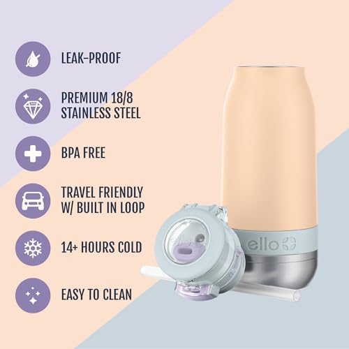 Image of Ello Emma 14oz Insulated Stainless Kids Water Bottle with Straw, Twilight
