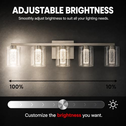 Image of 5-Light LED Vanity Light Fixtures for Bathroom,Electroplated Nickel