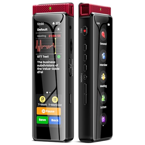 Image of Innioasis 136GB Voice Recorder Device with Playback, Full Touchscreen Audio Recording Device with AI Intelligent Transcription and Bluetooth, Voice Recorder Mic and Voice Activated Recorder (Red)