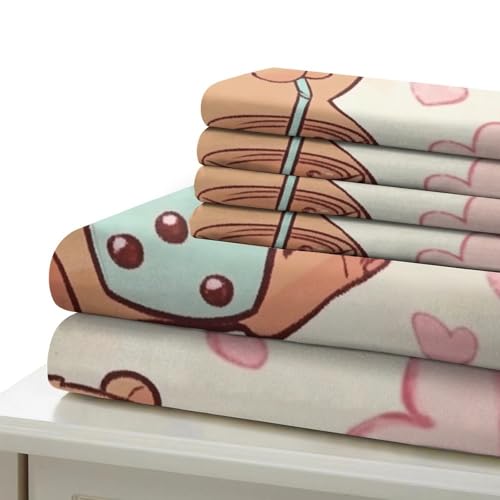Parure de lit 200x200 en microfibre résistante imprimée 3D style aquarelle chiot