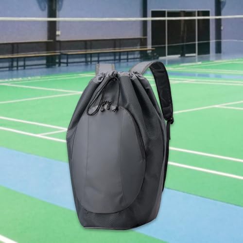 Drawstring Backpack with Mesh Compartment Nylon Sports Gym Bag Badminton Racket Bags for Dance Travel Swimming Women Men, Grey2
