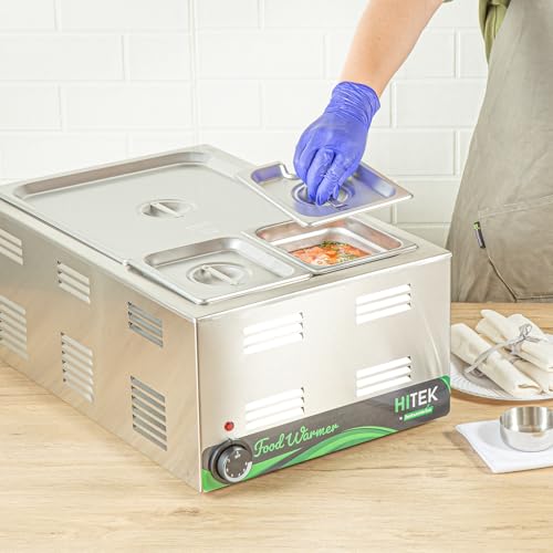 Restaurantware-LIDS ONLY: Kitchen Tek 6.9 x 6.4 Inch Steam Table Pan Covers, 12 NSF Hotel Pan Covers - 1/6 Size Pans Sold Separately, with Handle, Stainless Steel Slotted Food Pan Lids, Durable