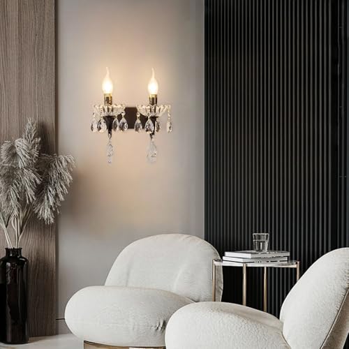 Applique murale métal douille E14 éclairage cristal orienté confort
