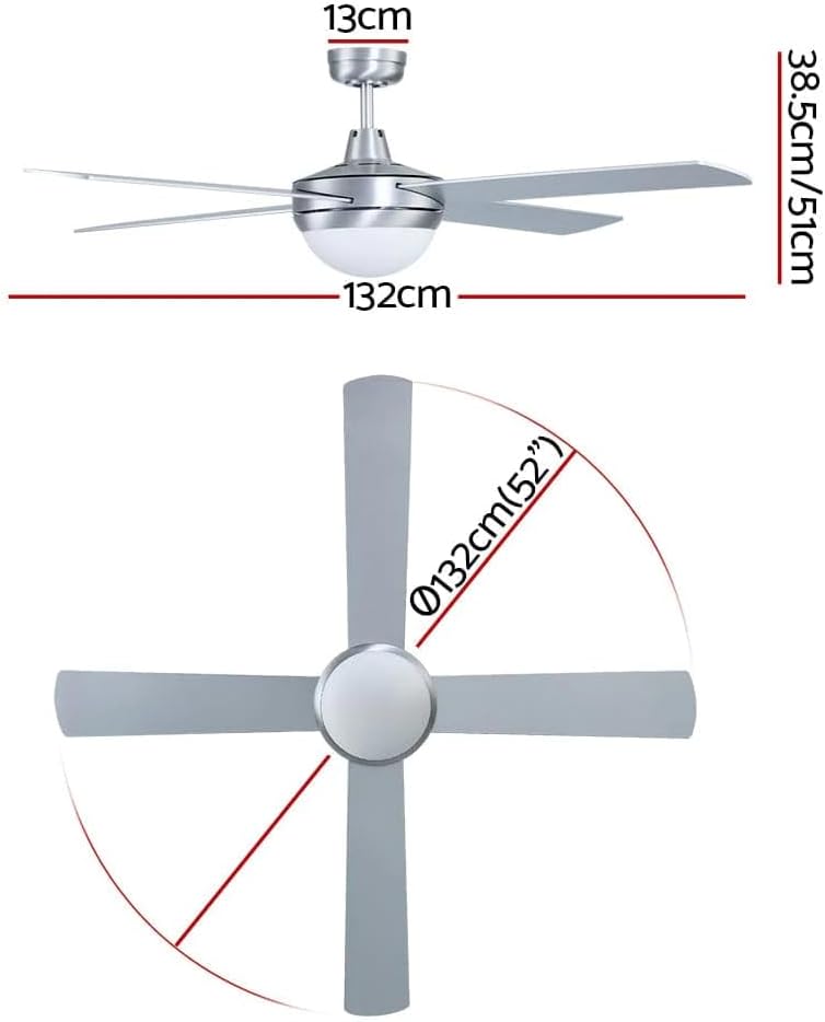 Silver Ceiling Fan with Remote & Light by Devanti