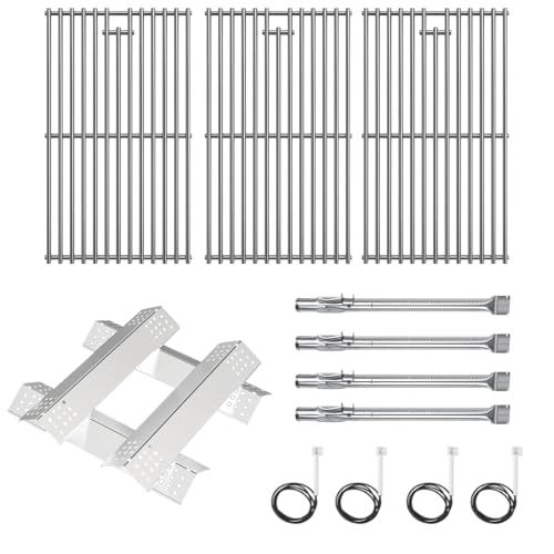 Image of SafBbcue 15-Piece Grill Kit for Monument 35633 4-Burner, Stainless Steel | 3 grates + 4 flame tamers + 4 burners + 4 igniters, Fits Monument 35633, 41847NG, 24367, 24633, 17842