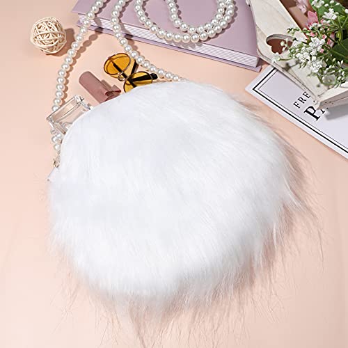 SOIMISS Faux Fur Saco Crossbody Round- Shaped Cadeia Ombro Saco Saco Do Mensageiro Bolsa Bolsa Com P