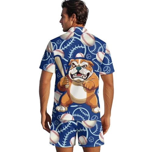 Pajama Sets for Men Sleepwear Set Breathable Summer Outfits Nightwear Notch Collar Top Short Pant with Pockets2