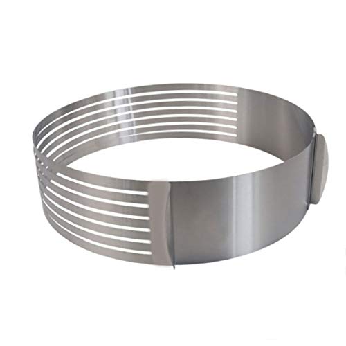 Anello per affettare torte in argento 16-20 cm regolabile a strati livellatore in acciaio inox rotondo cerchio taglierina biscotti stampo per pane strato mousse strumento di cottura