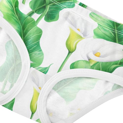 Toddlers Underwear Floral 2t Cotton Cute Panties Girl Animal Briefs Underpants White Calla Lilies Green Leaves4