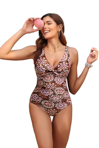 Image of Holipick Women Tummy Control One Piece Swimsuit - Push Up Bathing Suit Full Coverage Slimming Swimwear