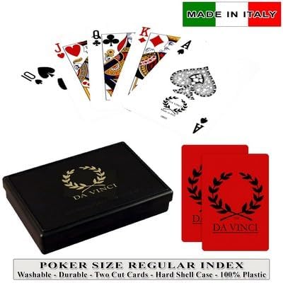 Miniatura 4 de DA VINCI Palermo, cartas italianas 100% de plástico, juego de 2 barajas con estuche rígido y 2 cartas cortadas (índice regular de tamaño póquer)