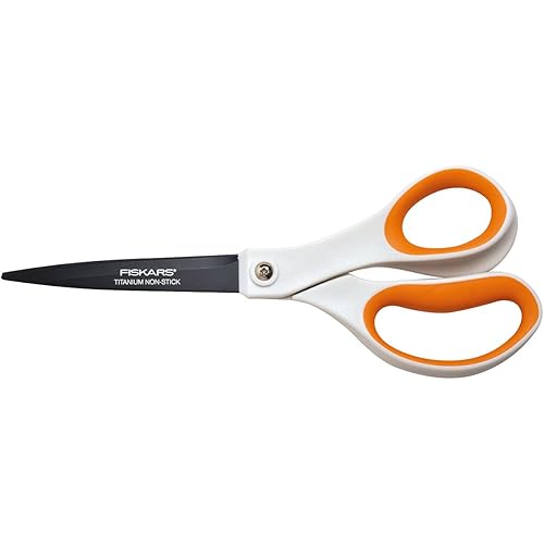 Fiskars Titanium Non-Stick Universal Purpose, Length: 21 cm, Titanium Coating/Stainless Steel Blade/Plastic Handles, White/Orange, 1004721