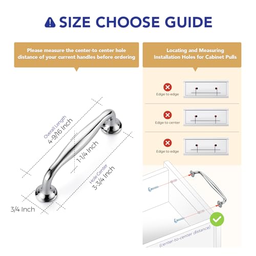 Image of Ravinte 20 Pack 3-3 /4 Inch Polished Chrome Kitchen Cabinet Handles Solid Zinc Alloy Cabinet Pulls Cupboard & Drawer Handles