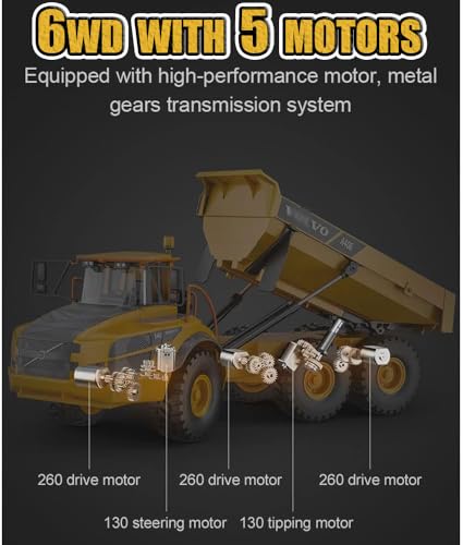 Image of 1 /20 Large 23IN Electric Remote Control Dump Truck A40G, 2.4G Simulated Acoustic-Optical RC Engineering Vehicle Model Transport Vehicle, 6-Wheel Lifting Bucket Construction Truck