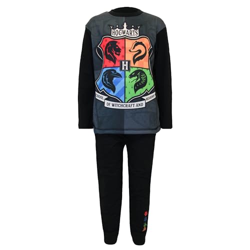 Harry Potter - Pijama de manga larga para niño, pijama, negro, 5-12 años, Negro , 5-6 Años