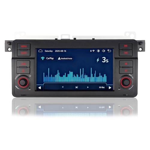 RYUIXPUL Autorradio para BMW E46 Serie 3 1999-2004 con CarPlay Inalámbrico Android Auto Sistema Linux Inicio Rápido y Funcionamiento Fluido Pantalla Táctil Bluetooth USB FM Am (BMW E46)