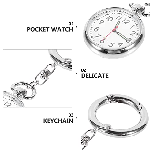 STOBOK Keychain Relógio de Bolso Pingente de Relógio de Bolso de Aço Inoxidável Com Chaveiro Enferme