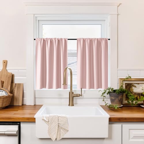 Image of RYB HOME 100% Blackout Short Curtains for Small Window, Thermal Insulated