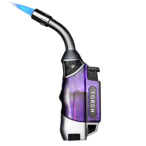 Top 13 Silent Torch Lighter: Best For Quality 3 Yeuligo Torch Lighters, Butane Lighter with 360° Flexible Neck and Visible Window, Refillable Grill Lighter with Keyhole, Purple(Without Gas)