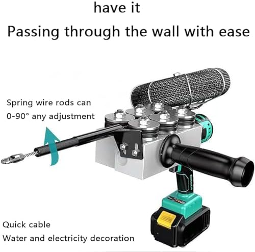 Automatic Wire Stringing Machine, Portable Fish Tape Tools, Wire Threading Electric Cable Lead Pipe Wearer Stringing Machine, for Construction Hydropower Network Communication,1battery