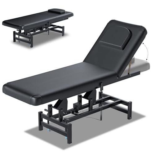 Drexo Full Electric Massage Table with Lift, Professional Facial Bed for Estheticians, Spa & Waxing, Heavy-Duty Adjustable Massage Bed for Physical Therapy, Load1500Lbs (Black04)
